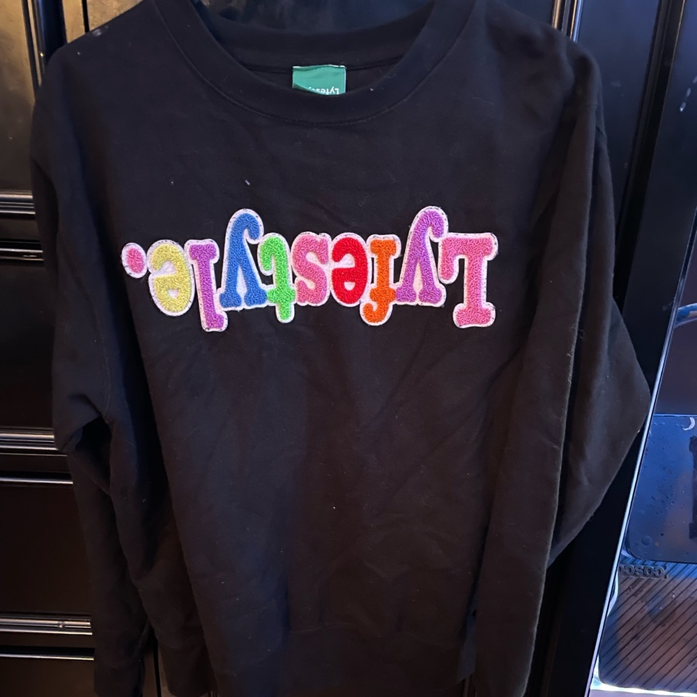 A graphic sweater